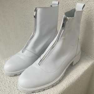 Zara white leather boots